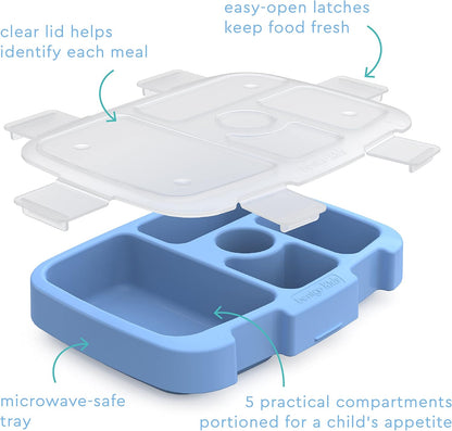 Bentgo® Kids Prints Tray with Transparent Cover - Reusable, BPA-Free, 5-Compartment Meal Prep Container with Built-In Portion Control for Healthy Meals At Home & On the Go (Mermaids in the Sea)