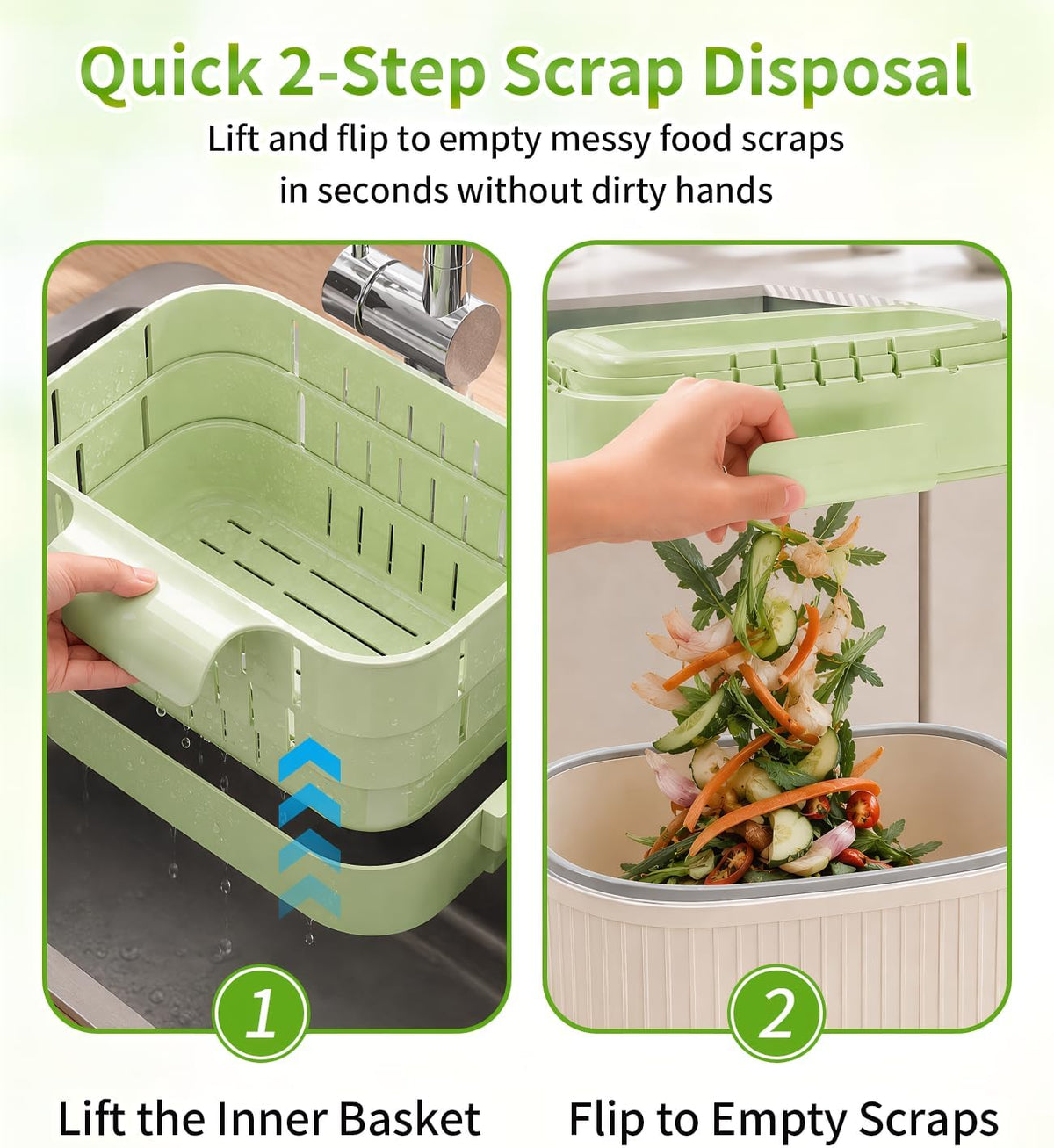 2 Pcs Collapsible Sink Drain Basket, Hanging Food Strainer Colander
