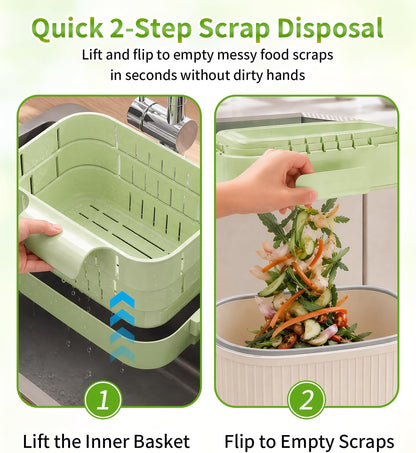 2 Pcs Collapsible Sink Drain Basket, Hanging Food Strainer Colander