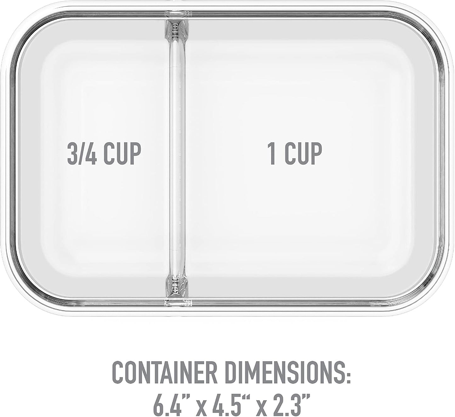 Bentgo® Glass Snack - Leak-Proof Bento-Style Snack Container with Airtight Lid and Divided 2-Compartment Design - 1.75 Cup Capacity for Meal Prepping, and Portion-Controlled Snacking (Gray)