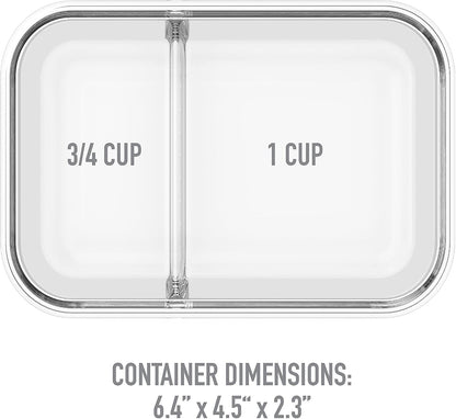 Bentgo® Glass Snack - Leak-Proof Bento-Style Snack Container with Airtight Lid and Divided 2-Compartment Design - 1.75 Cup Capacity for Meal Prepping, and Portion-Controlled Snacking (Gray)