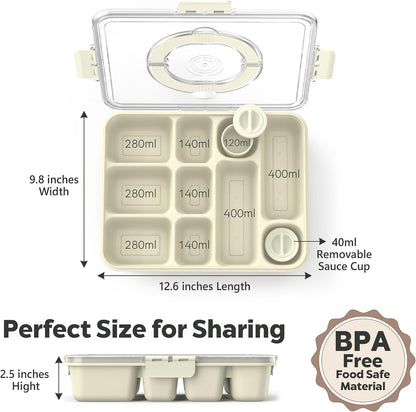 Snackle Box Container for Adults with 10 Compartment, Divided Serving Tray with Lid and Handle and 2 Sauce Containers, Portable Snack Box Container for Charcuterie Party Travel, Purple