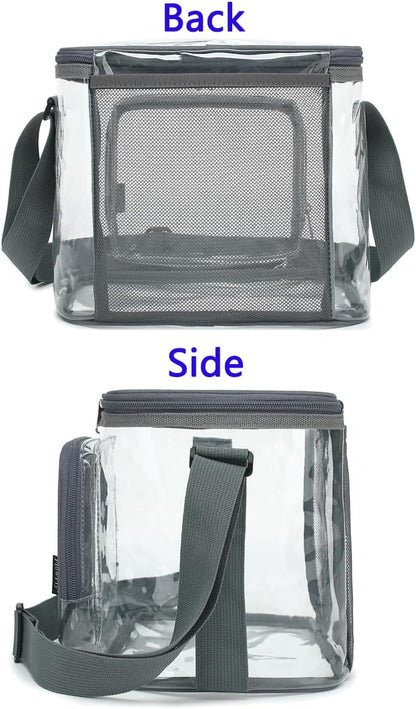 FlowFly Insulated Reusable Lunch Bag Adult Large Lunch Box for Women and Men with Adjustable Shoulder Strap,Front Zipper Pocket and Dual Large Mesh Side Pockets,Cherry - Colors B
