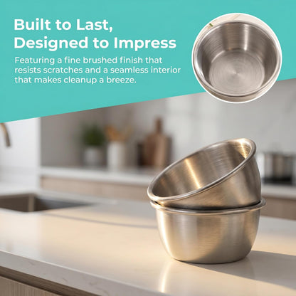 Set of 6 Stainless Pinch Bowls - 1.35 fl oz with Lids, Leakproof Reusable Mini Dipping Cups, Small Condiment Containers for Salad Dressing, Ketchup, Seasoning, 6 Colors, Dishwasher Safe