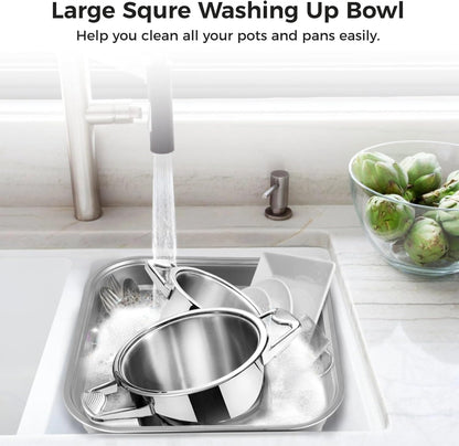 yeesport 2-in-1 Washing Up Bowl Set, Stainless Steel Dish Tub with Colander, Fruit Vegetable Washing Basin, Multi-purpose Bowl Kit for Washing and Draining Rice, Pasta, Food Strainer Mixing Bowl