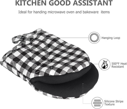 Goldmeet Mini Oven Mitts 2-Pack, 7"x5.5", 500°F Silicone Grip, Gray