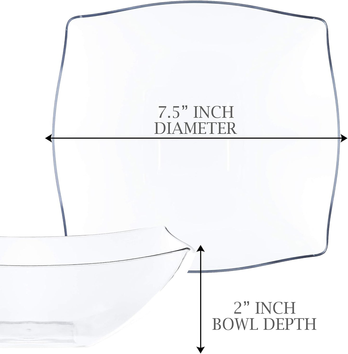 PLASTICPRO Disposable Square Serving Bowls, Party Snack or Salad Bowl, Plastic Clear or White Pack of 4 (16 OUNCE, White)