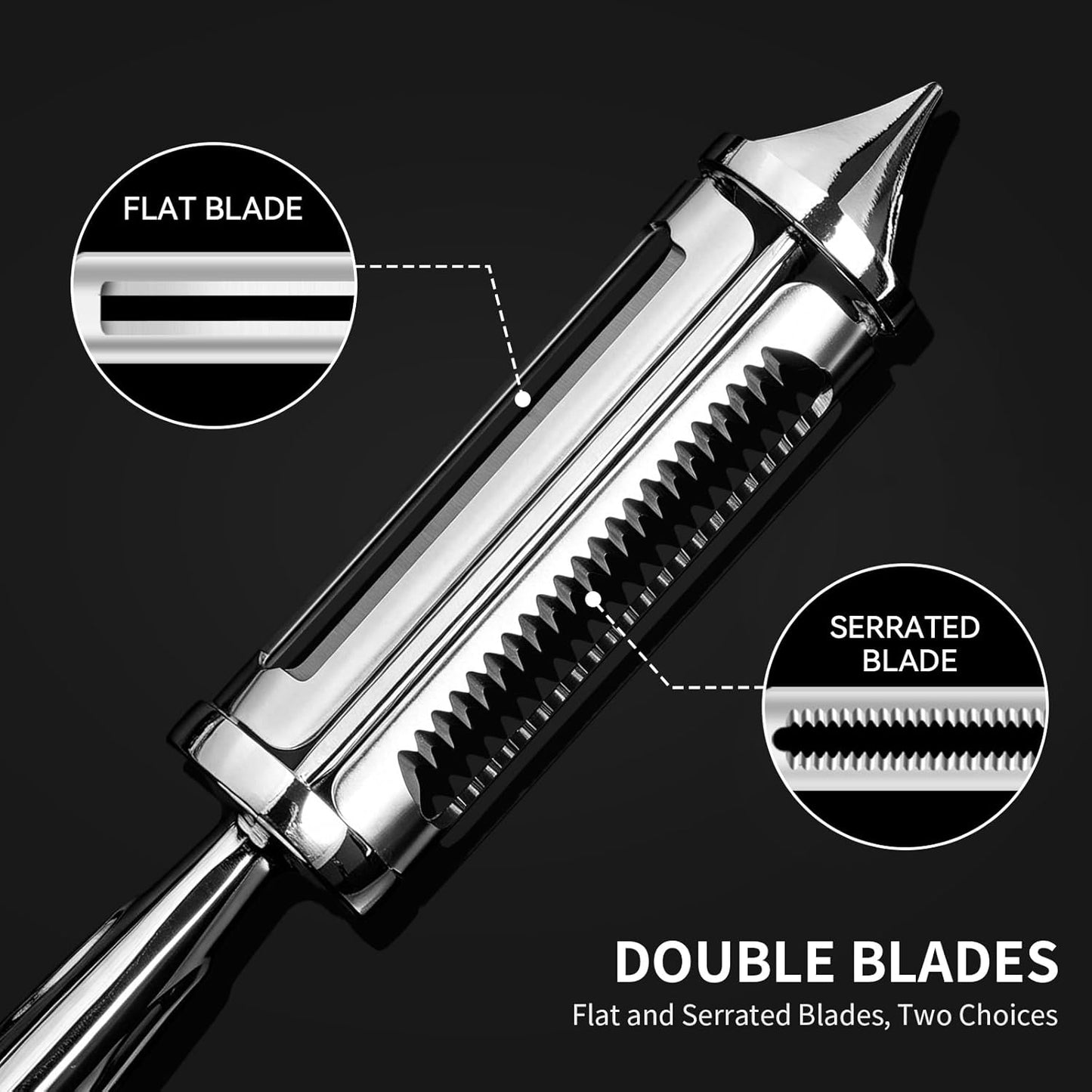 MAD SHARK Ultra Sharp Vegetable Peelers for Kitchen 10 Years No Rust Stainless Steel Serrated Potato Peeler Easy to Use Y Peeler with Durable Non-Slip Ergonomic Grips for Carrots, Fruits, Veggie