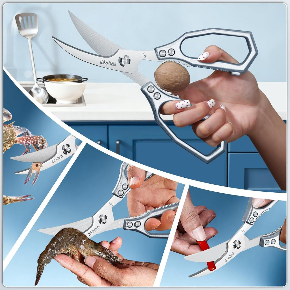 Huusk Heavy Duty Poultry Scissors - Kitchen Scissor for Food Brown
