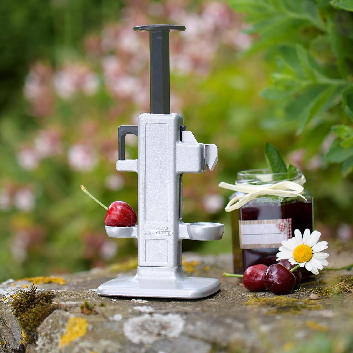 Westmark Cherry & Plum Pitter “Steinex-Combi” – 2-in-1 Fruit Pit Remover, Stainless Steel Blade, Heavy-Duty Aluminum, Fast Clean Pitting for Cherry Jam, Pie & Syrup