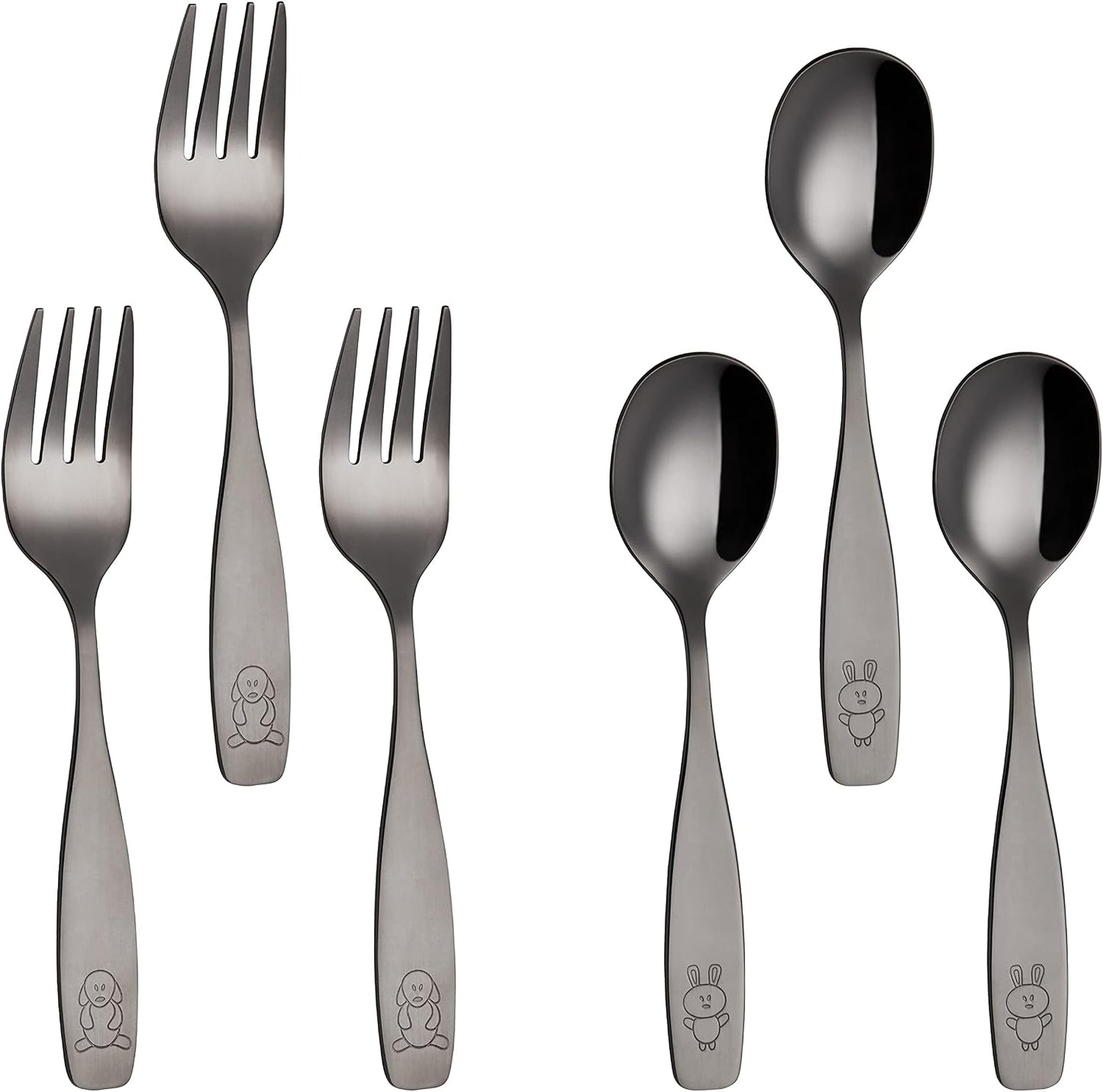 ANNOVA Kids Silverware Children's Safe Flatware Set Stainless Steel - Children Forks, Children Tablespoons, Toddler Utensils, Metal Cutlery Set for LunchBox (Rainbow, 6)