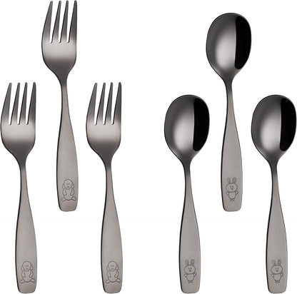 ANNOVA Kids Silverware Children's Safe Flatware Set Stainless Steel - Children Forks, Children Tablespoons, Toddler Utensils, Metal Cutlery Set for LunchBox (Rainbow, 6)