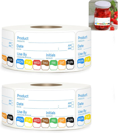 500 Pcs 1 inch X 2 inch Restaurant Quality Shelf Life Food Rotation Labels, Self-Adhesive Removable for Reusable Containers, Food Safety Date Sticker, Leftover Labels (1 * 2in-500pc-Yellow6)