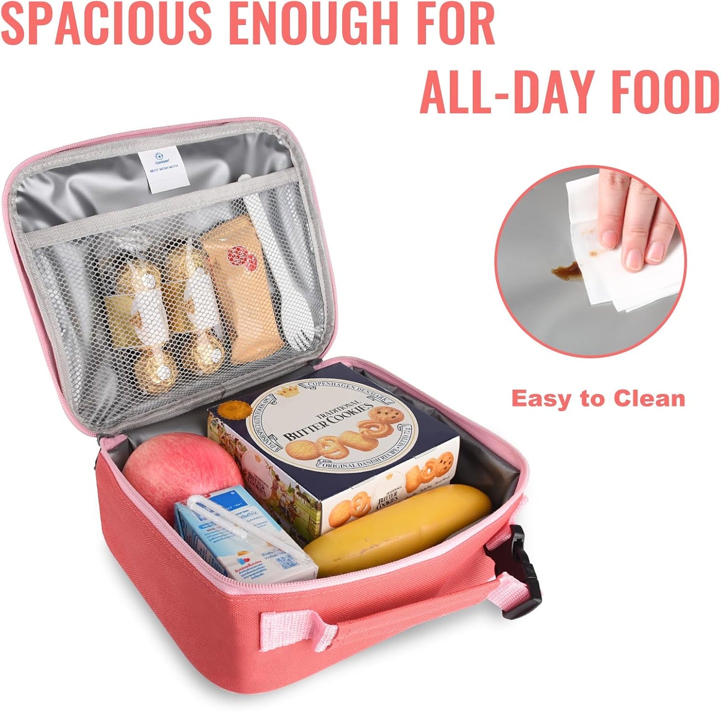 Genteen Lunch Box Kids, Insulated Lunch Bag Kids Boys Girls Back to School, Soft Lunch Box for Men Reusable Lunchbox for Office,Outdoor,School (Black)
