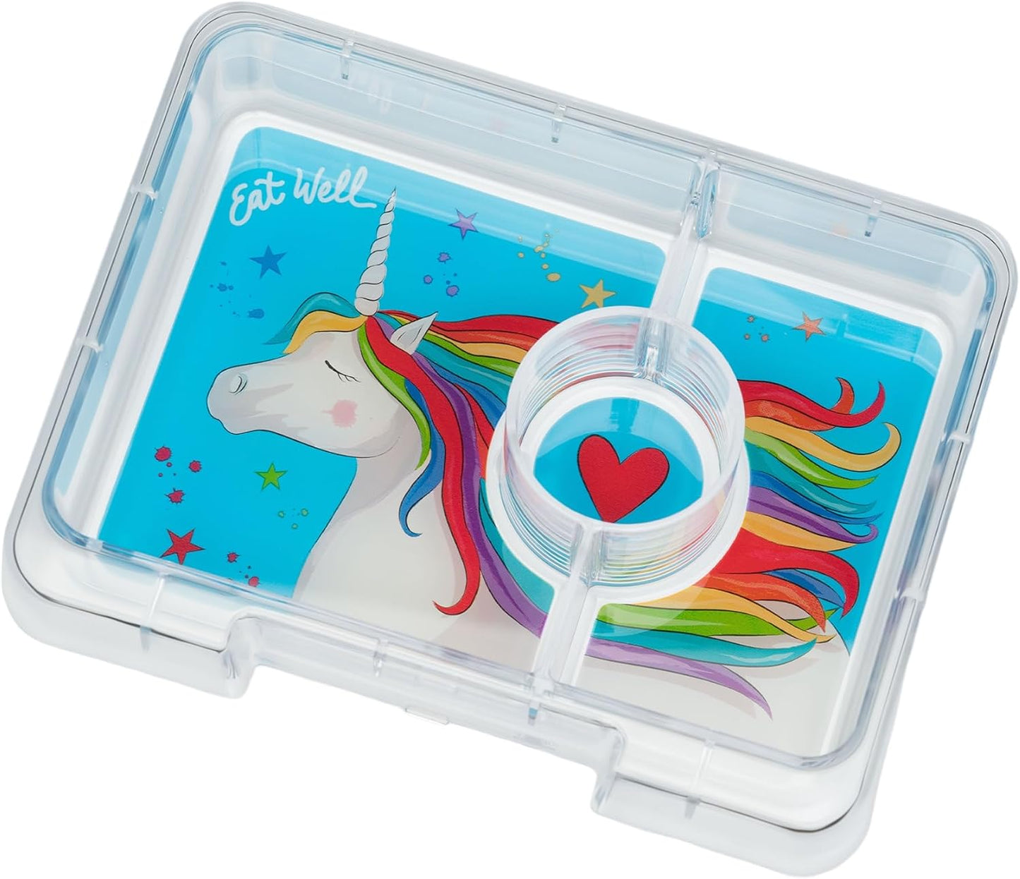 Yumbox Snack Box, 3 Compartments, Leakproof, Glitter Blue | Built-In Dip Well | Removable Compartment Tray | Easy-Open Single Latch | Lightweight & Compact | Perfect for Snacks & Sides