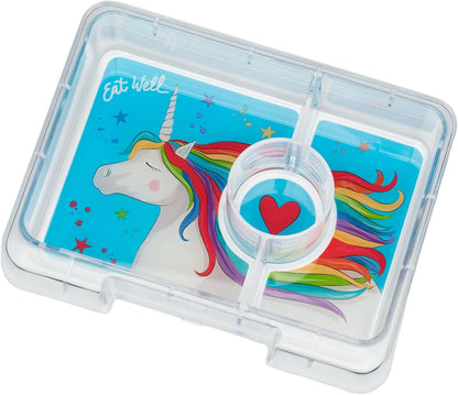 Yumbox Snack Box, 3 Compartments, Leakproof, Glitter Blue | Built-In Dip Well | Removable Compartment Tray | Easy-Open Single Latch | Lightweight & Compact | Perfect for Snacks & Sides