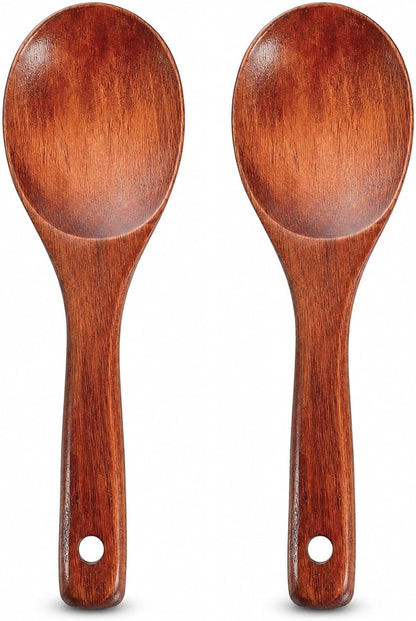 2 Pieces Wooden Rice Paddle Non-stick Rice Paddle Natural Wooden