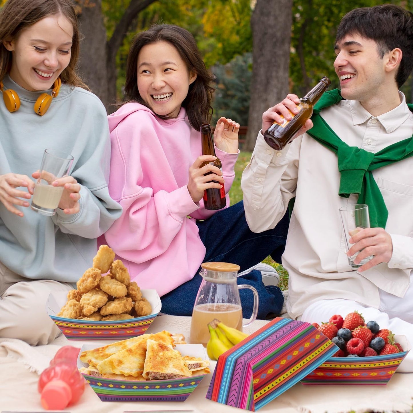 Mexican Taco Nights Food Trays - 50Pcs Taco Boat Assembled Trays Nacho Snack Fried chicken Holder Disposable Paper Plates Carnival Party Supplies Harvest Picnic Food Containers (Large)