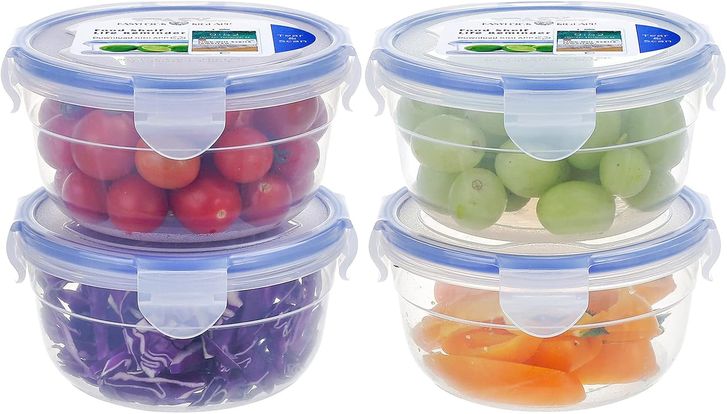 KIGI Airtight Reusable Meal Prep Containers, Leak-Proof & Stackable, 4-Sided Locking Lids, Ideal for Food Storage, Lunch & Leftovers, Microwave, Freezer & Dishwasher Safe, 39 oz, 4.8 Cup, 12 Piece Set