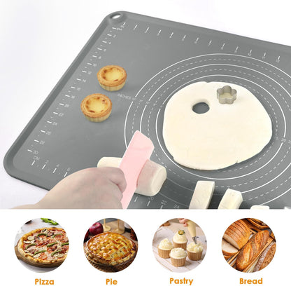 Extra Large Silicone Baking Mat for Countertops, Extra Thick 28" x 20" Non-Slip Pastry Mat with Raised Edges and Measurements, Food-Grade Dough Rolling Sheet for Kneading, Pizza, Bread,Fondant