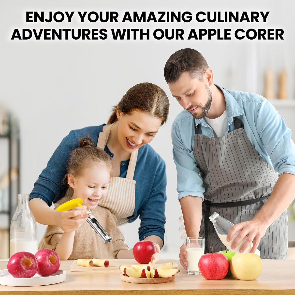 SCHVUBENR Premium Apple Corer Tool - Easy to Use and Clean - Sturdy Apple Core Remover with Sharp Serrature - Stainless Steel Corers for Apple and Pear - Core Fruits with Ease(Black)