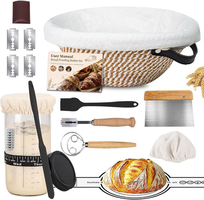 Sourdough Starter Kit 10" Round Banneton Bread Proofing Basket