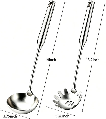 304 Stainless Steel Soup Ladle, Large Ladle with Long Hollow Handle, for Cooking, Stirring, Soup, Sauce, Dishwasher Safe (1, Soup Ladle)