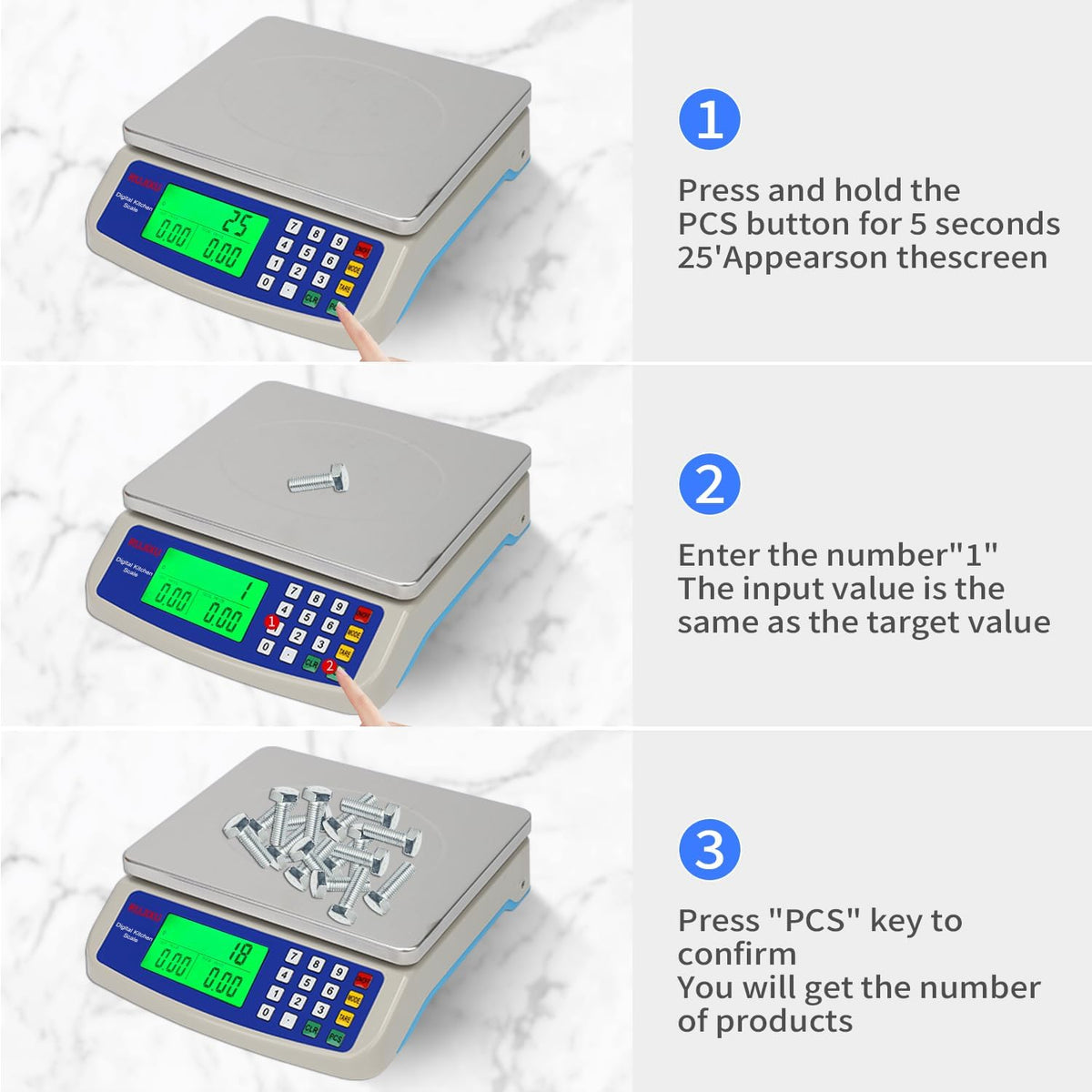 Large Digital Kitchen Scale 30KG Commercial Food Scale 66LB for Baking Bread Meat Stainless Steel Price Computing Scale LCD Display,Prep Counting Scale for Parts and Coins Adapter Included