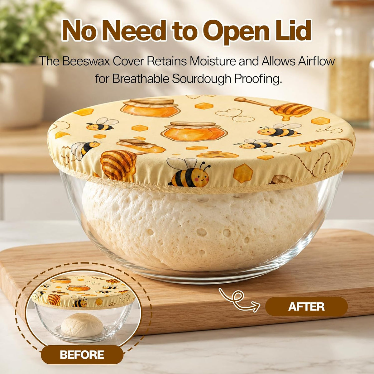 4.7 QT Large Glass Mixing Bowl with Lid, for Sourdough Bread Making
