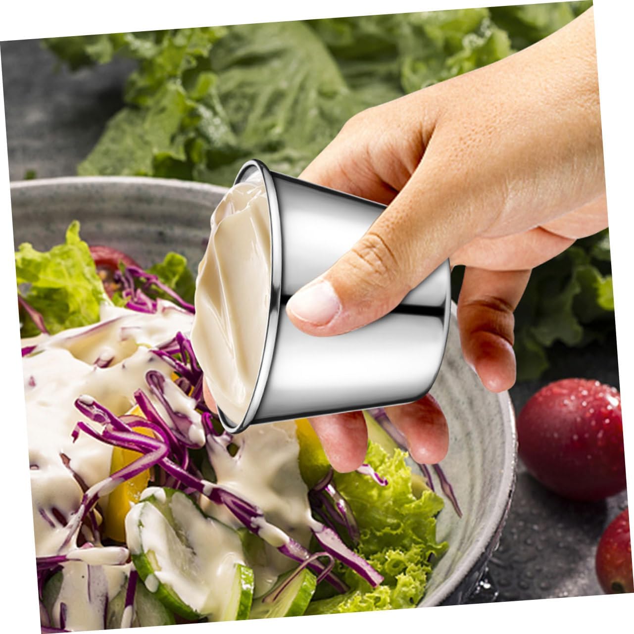 OUNONA 20pcs Stainless Steel Dipping Bowls Sauce Cups for Ketchup Condiments Appetizers for Restaurants and Home Use Versatile Kitchen Storage
