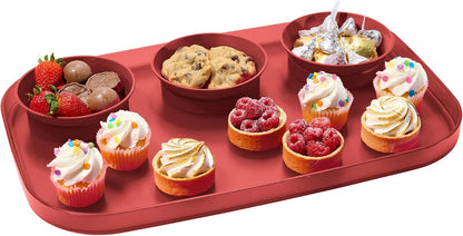 madesmart dipware 3 Bowl Serving Tray, Stackable & Removable Dip Bowls for Charcuterie, Guacomole, Snacks, Veggies, Premium Dishwasher & Microwave Safe, Multipurpose Plate & Bowl, Olive