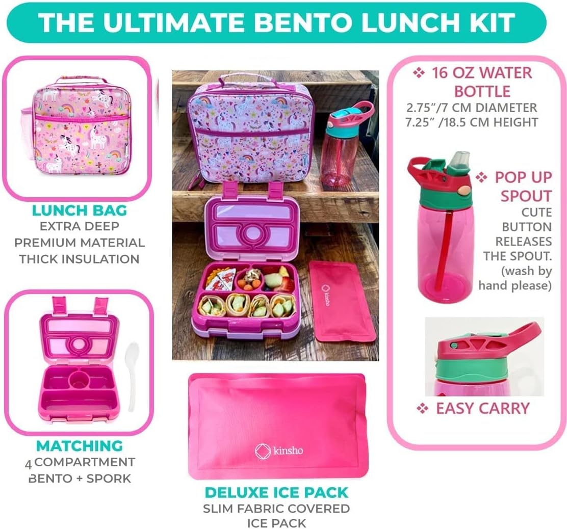 Kids Lunch Box - Bento Box for Boys Toddler Daycare, 4 Portion Sections with Lid, Snack Container Pre-School Kid Lunches Toddlers Removable Tray BPA Free, 3+ Years Old, Blue Rocket Dinosaur