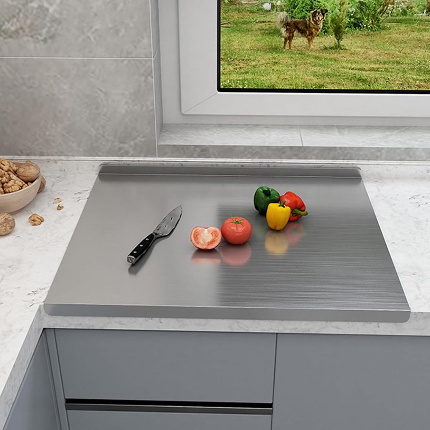 Worktop Cutting Board, Heavy Extra Large Stainless Steel Cutting Mats Chopping Baking Pastry Boards, Large Cutting Board Suitable for Meat, Fruits, Vegetables, Bread, And Bakin(40*50cm/15.7*19.7in)