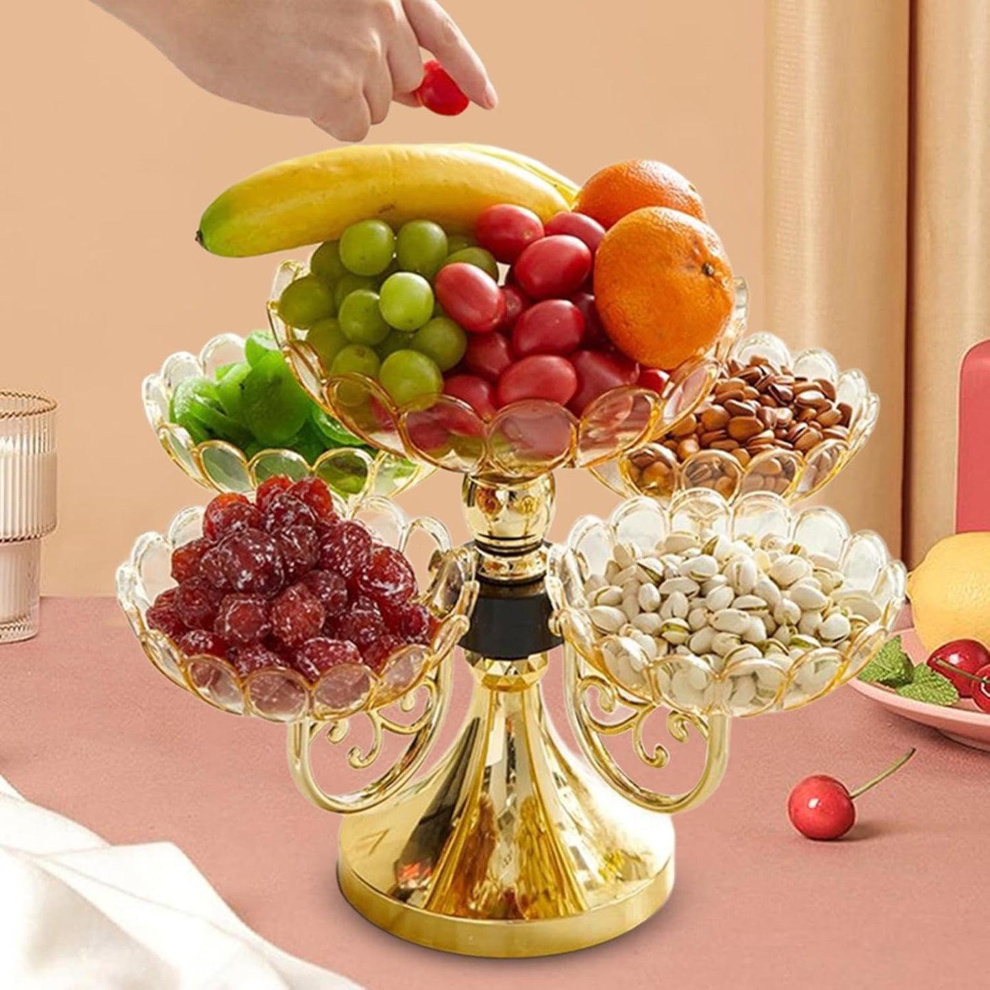Flower Snack Dessert Plate, Divided Serving Dishes, Snack Serving Tray, Rotating Dried Fruit Plate for Cafe, Restaurant