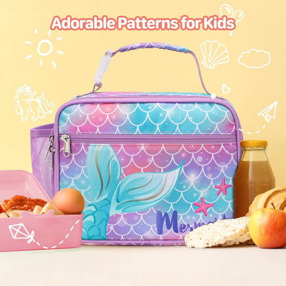Kids Lunch Bag Boys - Insulated Kids Lunch Box Reusable Lunchbox with Water Bottle Holder Toddler Lunch Tote Bag for School Daycare, Black Dino Fossil