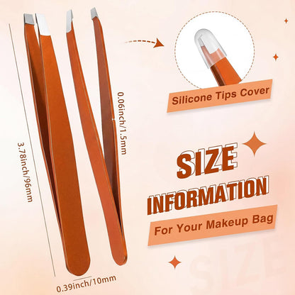Mudder 12 Pcs Eyebrow Tweezers Set for Facial Hair Stainless Steel Slanted Tip Tweezers in Bulk for Men and Women(Silver)