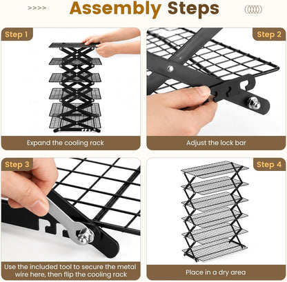 6 Tier Collapsible Cooling Rack for Baking Cookies Bread Barbecue