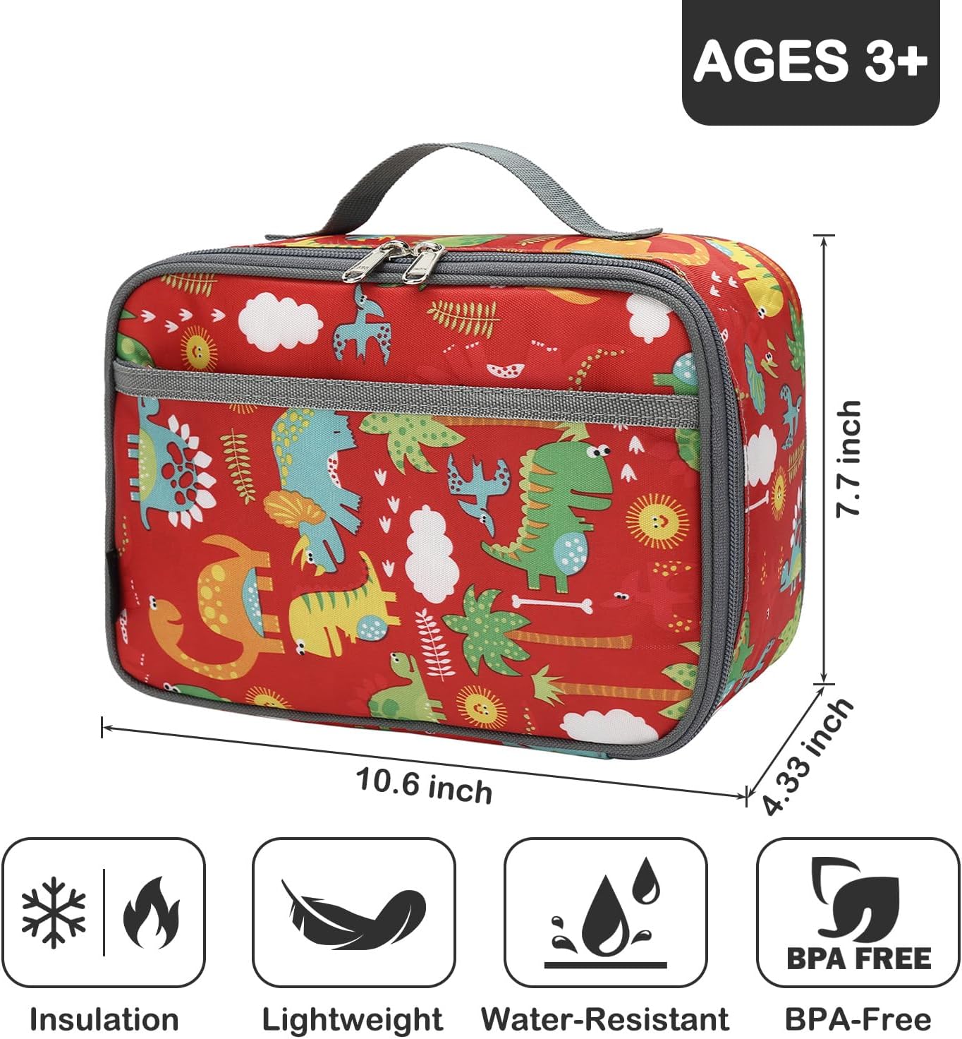 FlowFly Kids Lunch box Insulated Soft Bag Mini Cooler Back to School Thermal Meal Tote Kit for Girls, Boys, Astronaut - Colors A