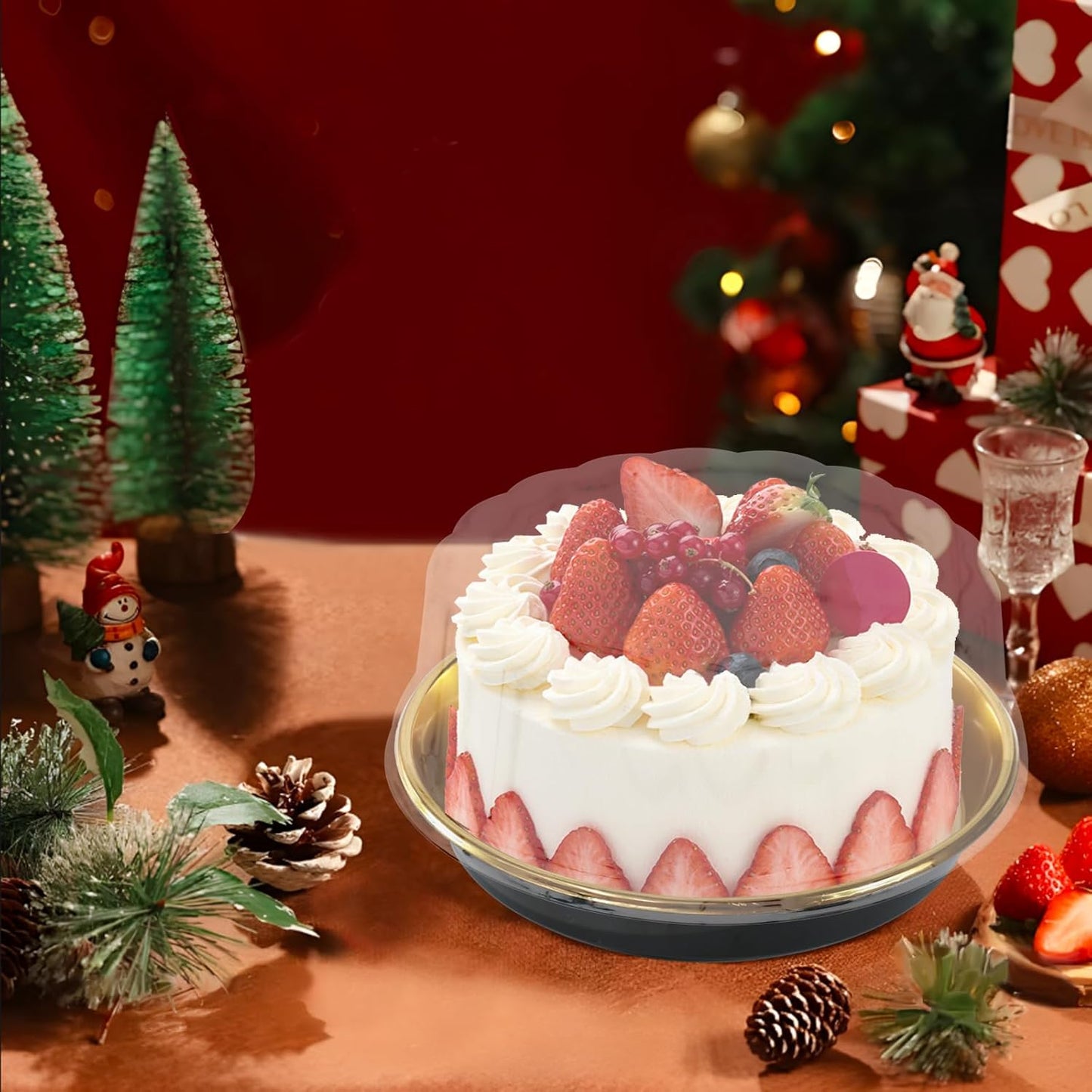 5Pack 10inch Round Clear +Gold Cake Carriers for Transport Plastic Cake Containers Carriers with Dome Lids and Cake Boards Clear Bundt Cake Boxes