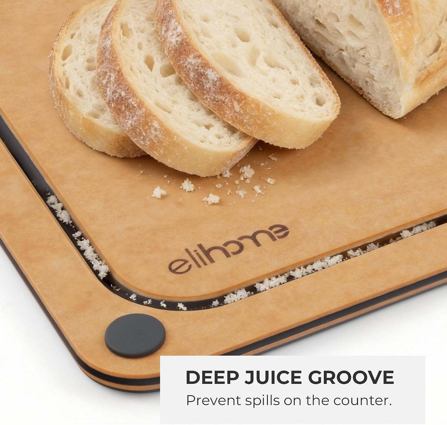 Elihome X Peanuts Kitchen Cutting Board Set, Non Slip Feet, Double Sided Color Coded with Food Icon, Natural Wood Fiber, Dishwasher Safe, Eco-Friendly, Juice Grooves,Non Porous, BPA Free, 2 Pack