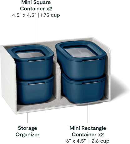 Caraway 13pc Glass Food Storage Container Set - Easy to Store, Non Toxic Lunch Box - with Glass Lids - Includes Storage Organizer - Mist