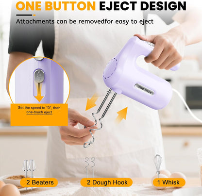 5-Speed Small Hand Mixer Electric, 300W Compact Portable, Black