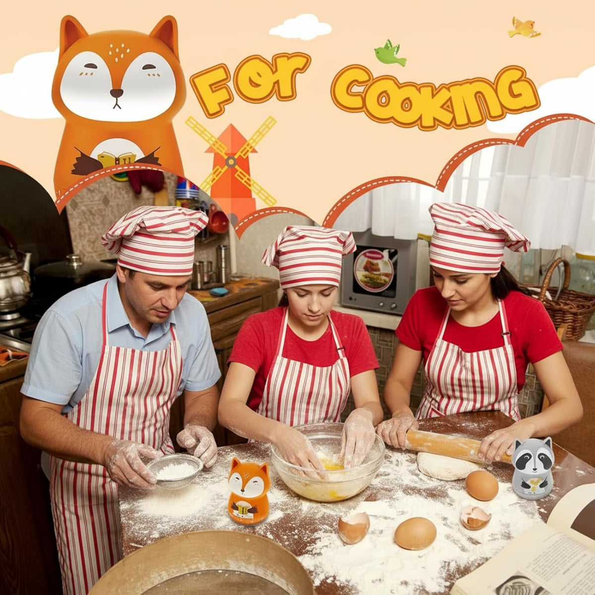 Amylove 4 Pcs Cute Mechanical Kitchen Timer Forest Animals 60 Minutes