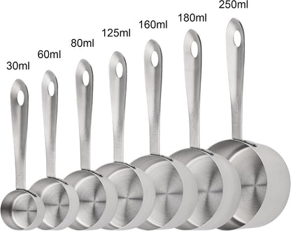 Measuring Cups and Spoons Set of 12, Stainless Steel Stackable Measuring Cups and Spoons Set With Leveler, Metal Measuring Spoons and Cups for Dry or Liquid Ingredients During Kitchen & Baking
