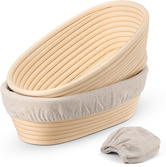 P&P CHEF Bread Proofing Basket Set of 2, 10 Inch Oval Sourdough Basket