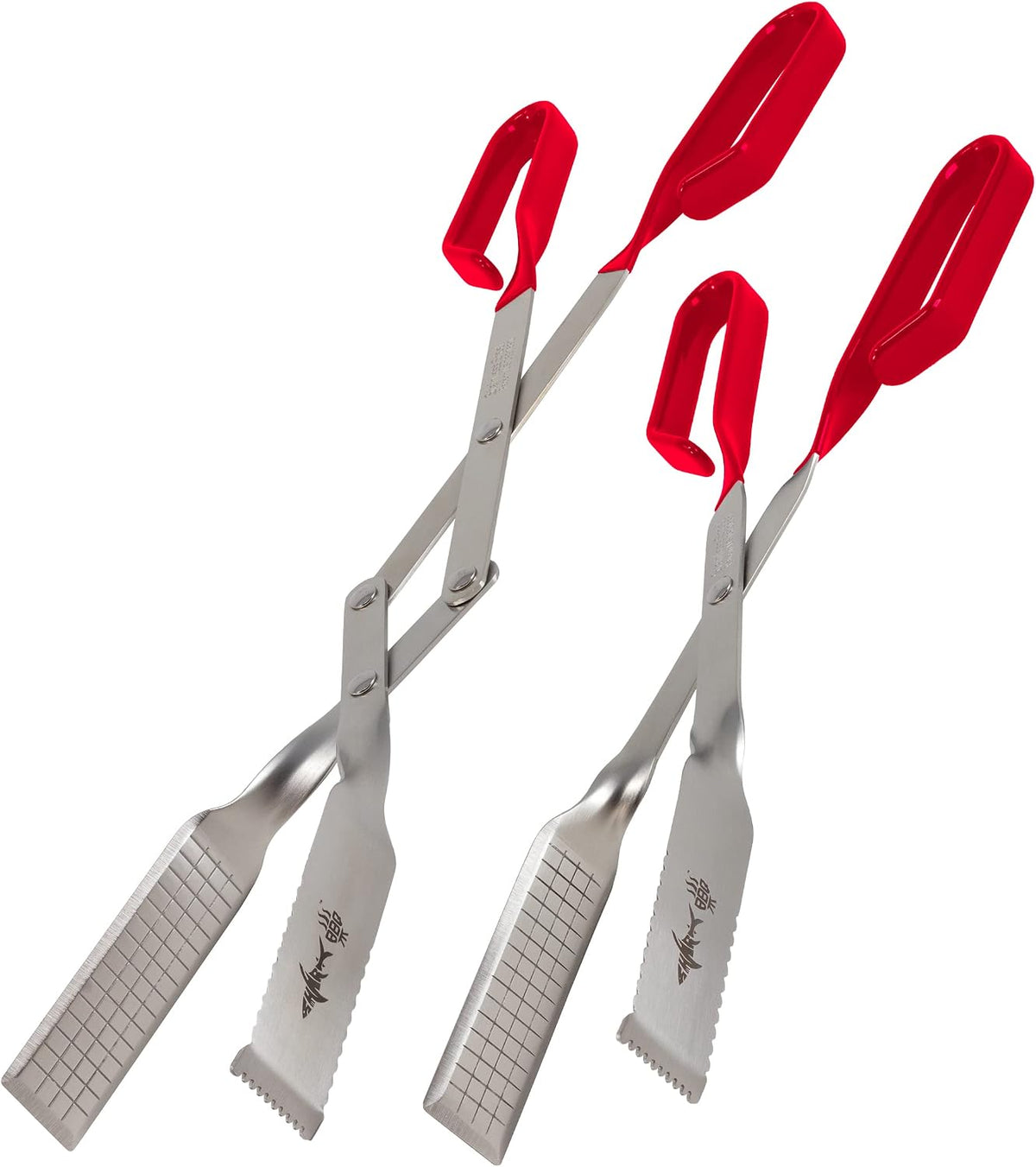 Steak Grill Tongs - 17 inch Red. Professional outdoor grilling utensil. Long reach Barbeque Grilling Tongs. Ideal for steak, fish, burger, and sausage
