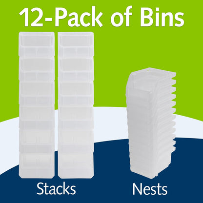 ReadySpace Medium Plastic Storage Bins, Stackable Organizer Containers for Closet Pantry Shelf Garage and Office Organization, Clear, 8 Pack