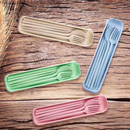ELANE 4 Sets Reusable Travel Utensils Set with Case,Camping Cutlery Set Reusable Cutlery Set with Case,Utensil Sets for Lunch Picnic Daily Use Outdoor
