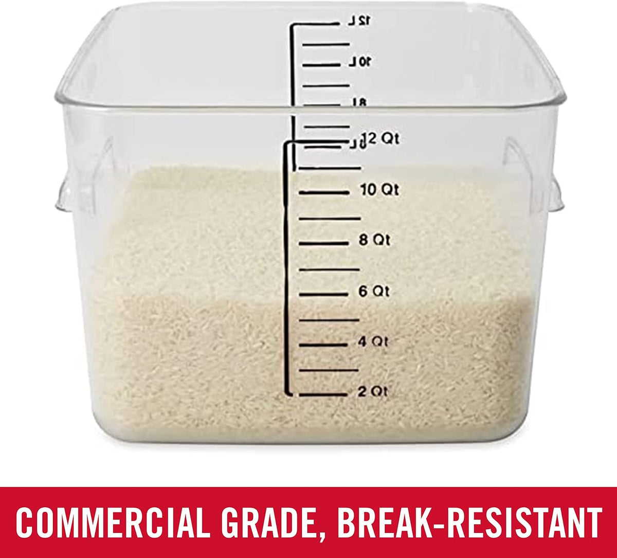 Rubbermaid Commercial Products Space Saving Square Food Storage Container 6 Quart Clear for Kitchen/Sous Vide/Meal Prep