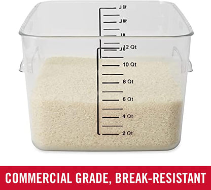 Rubbermaid Commercial Products Space Saving Square Food Storage Container 6 Quart Clear for Kitchen/Sous Vide/Meal Prep